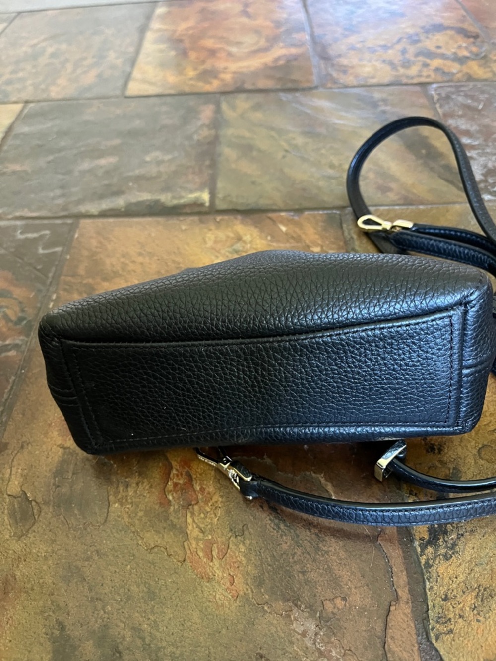 Kate Spade Dumpling Convertible Crossbody Bag, soft black pebbled leather - Picture 3 of 5